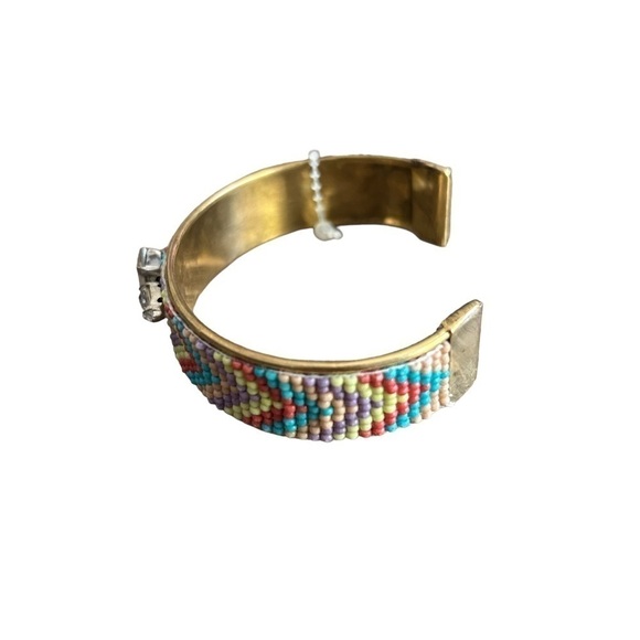 Multicolored Bead & Crystal Goldtone Cuff Bracelet by Stephan & Co. - Picture 7 of 14